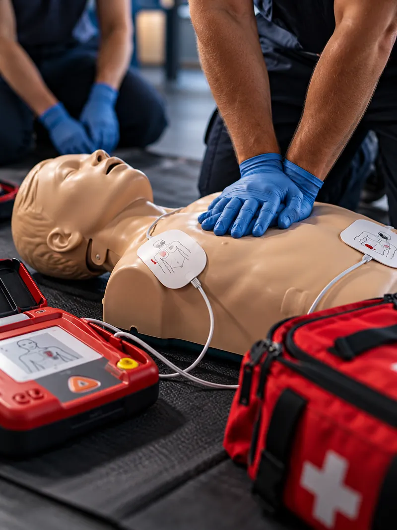 CPR practice on a training manikin
